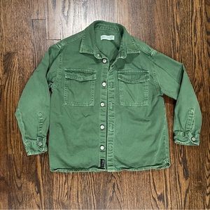 Zara kids green denim shirt jacket size 8